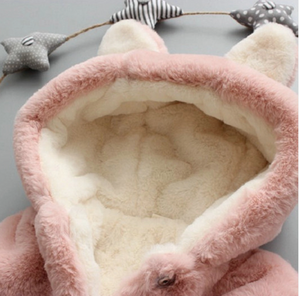 Solid Hooded 3D Ohr und Schwanz Dekor Baby Mantel